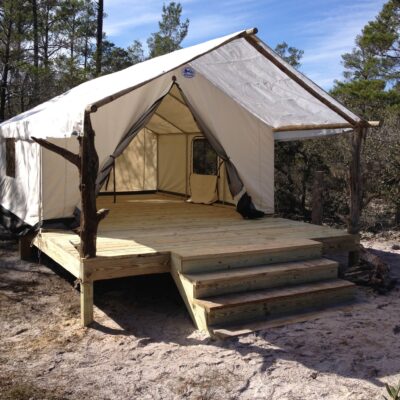 A glamping tent in Gulf State Park, Alabama.