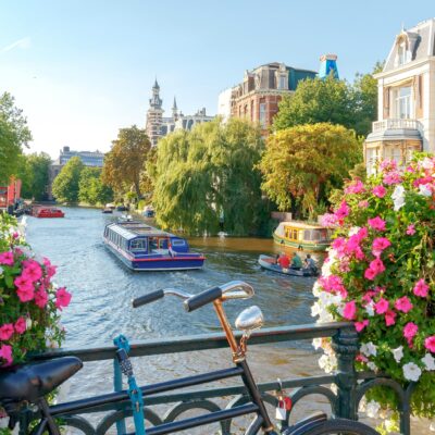 Canal views in Amsterdam, The Netherlands.