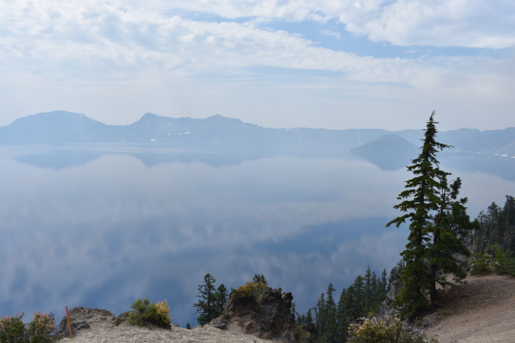 Even on hazy mornings, the views of Crater Lake are epic.