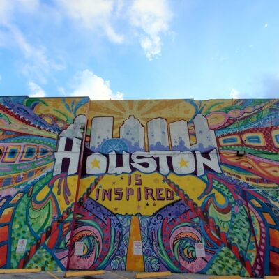 Houston Is Inspired Mural in downtown Houston