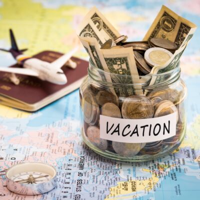 Money saving jar for vacation