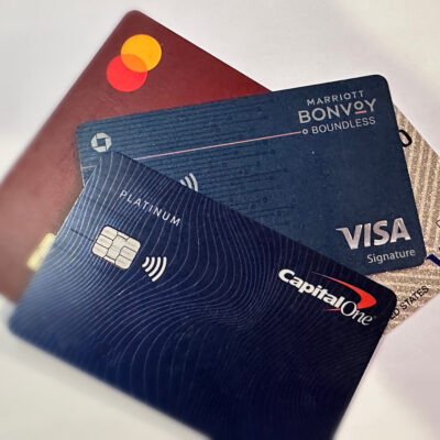 A photo of bank cards