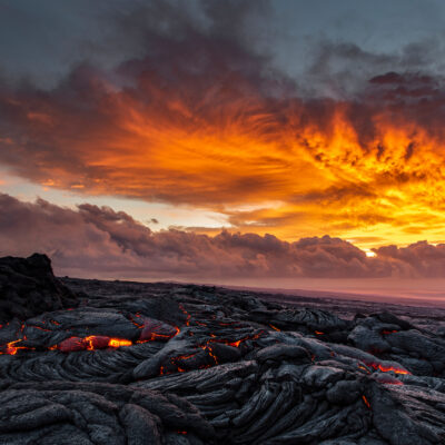 Lava sunrise on the southeast rift zone of Kilauea volcano