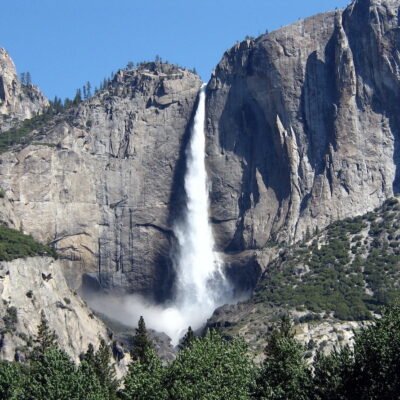 The waterfall at Yosemite.