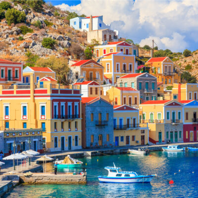 Beautiful summers day on the Greek island of Symi in the Dodecanese Greece Europe.