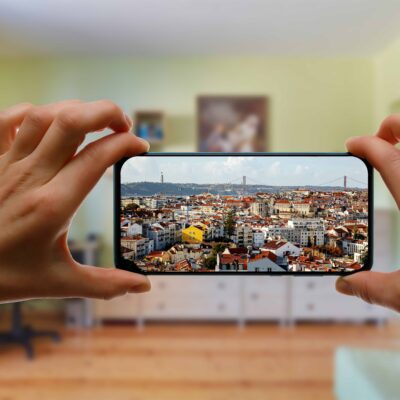 Smartphone showing Beeyonder virtual travel tour