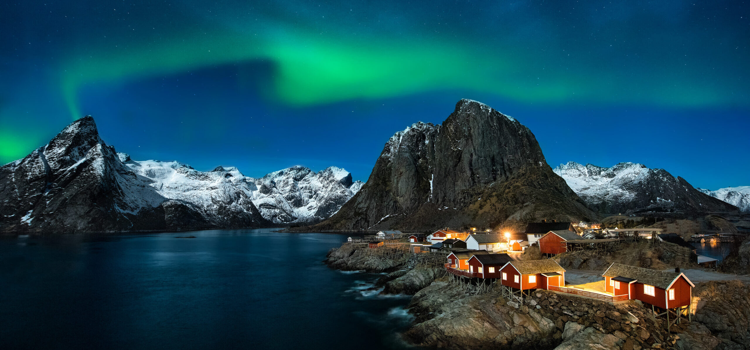View of Northern Lights in Lofoten, Norway