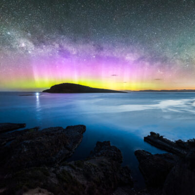 The southern lights over Betsey Island.