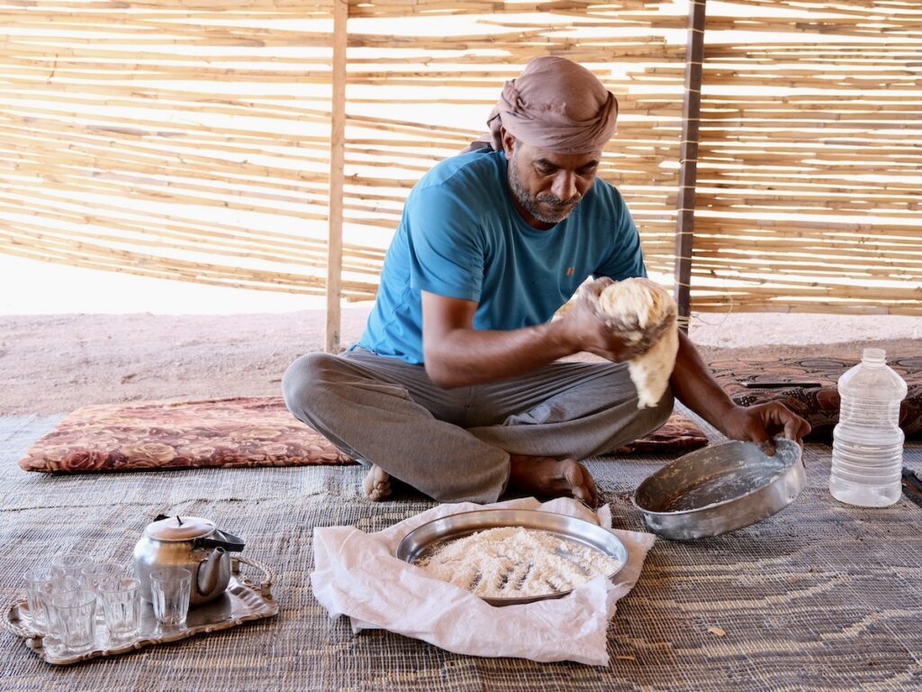 Hussein making bread at Feynan Ecolodge